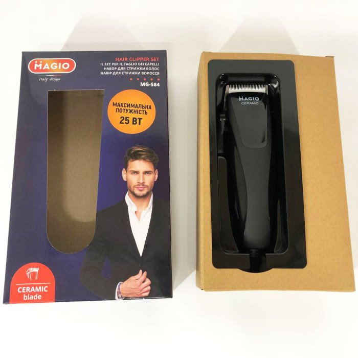 Машинка для стрижки MAGIO МG-584 кераміка, Машинка окантувальна, Електробритва з насадками для бороди