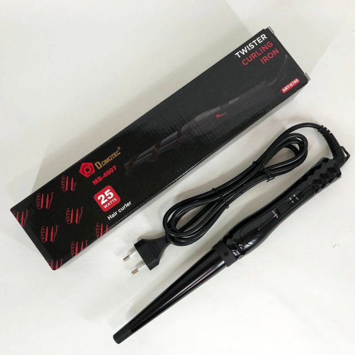 Конусна плойка для волосся DOMOTEC MS-4907, Сучасні щипці для завивки волосся. Колір: чорний