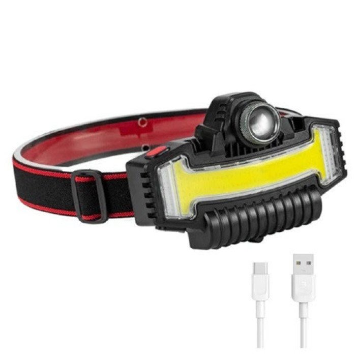 Налобний ліхтарик Bailong BL-W685-LTS+COB+RGB, 5 режимів, водостійкий, ударостійкий, USB кабель Type-c