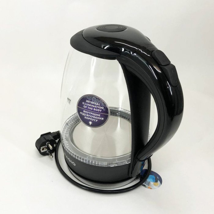 Чайник прозорий з підсвічуванням MAGIO MG-501, маленький електрочайник, гарний електричний чайник