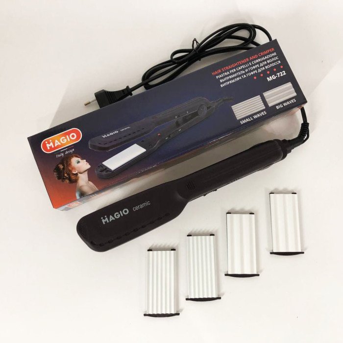 Щипці для волосся MAGIO MG-722 з насадками для гофре, Плойка вирівнювач, Випрямляч для волосся 2в1