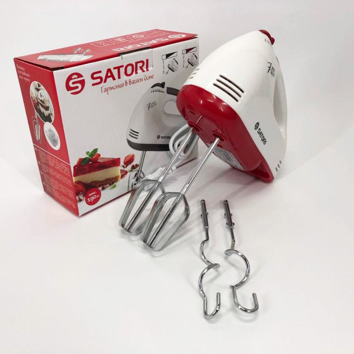 Міксер ручний Satori SM-1911-RD, найкращий ручний міксер, ручний міксер з насадками, міксер для збивання
