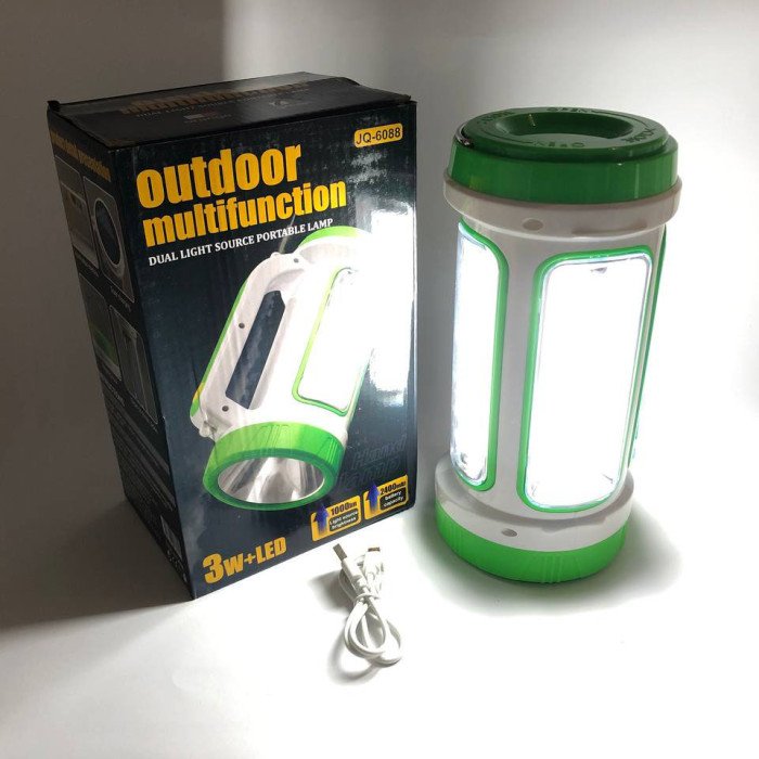 Ліхтар переносний кемпінг 6088-LED+COB з функцією PowerBank, кемпінговий світильник. Колір: зелений