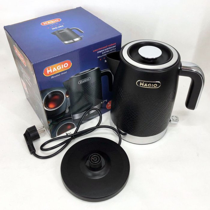 Електрочайник MAGIO MG-493, тихий електричний чайник, електронний чайник, дисковий чайник
