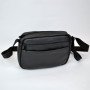 Стильна чоловіча сумка-месенджер із натуральної шкіри флотар, чорного кольору, чоловічі сумки через плече