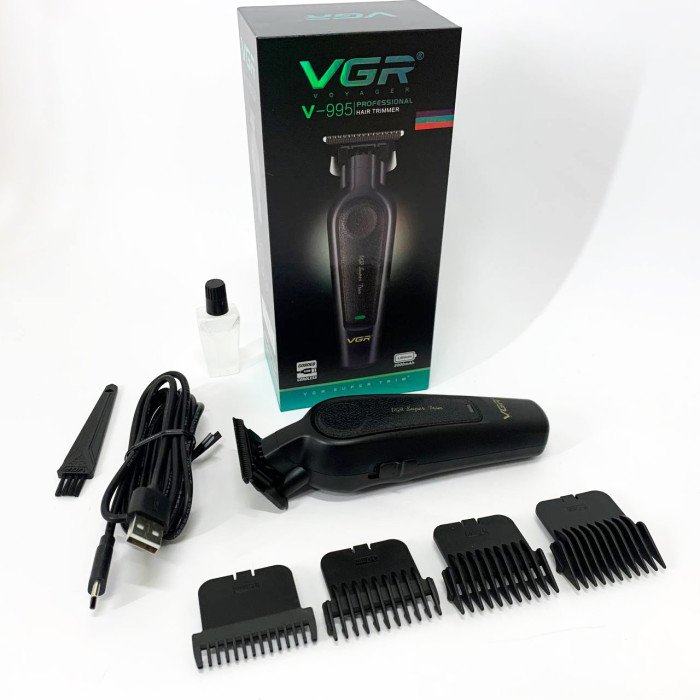 Акумуляторна машинка для стрижки VGR V-995 + 4 насадки, 2000 мАг, USB