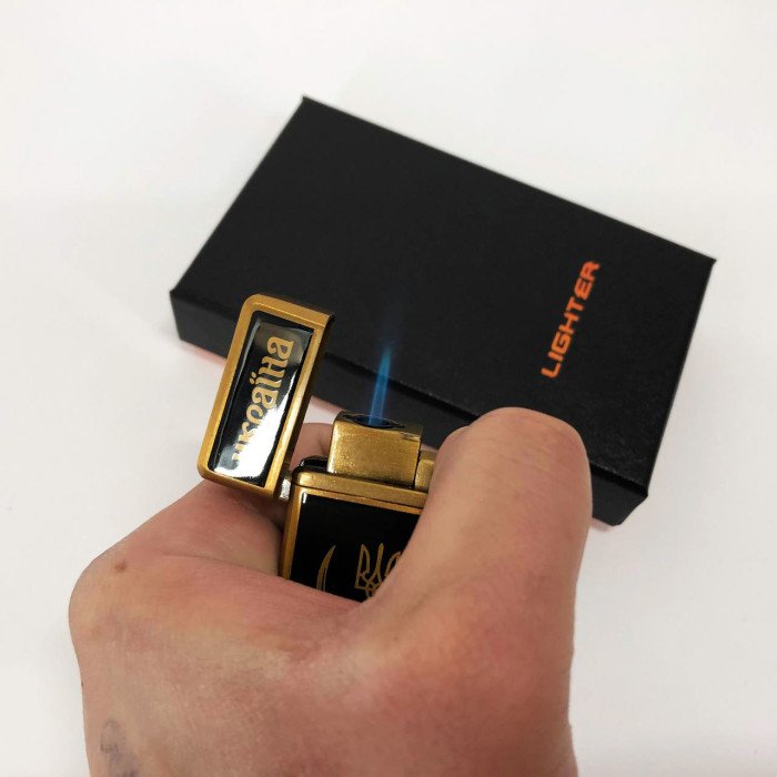 Запальничка газова Доброго вечора! Ми з України! (Подарунка, турбо полум'я) HL-393-1. Колір: золото