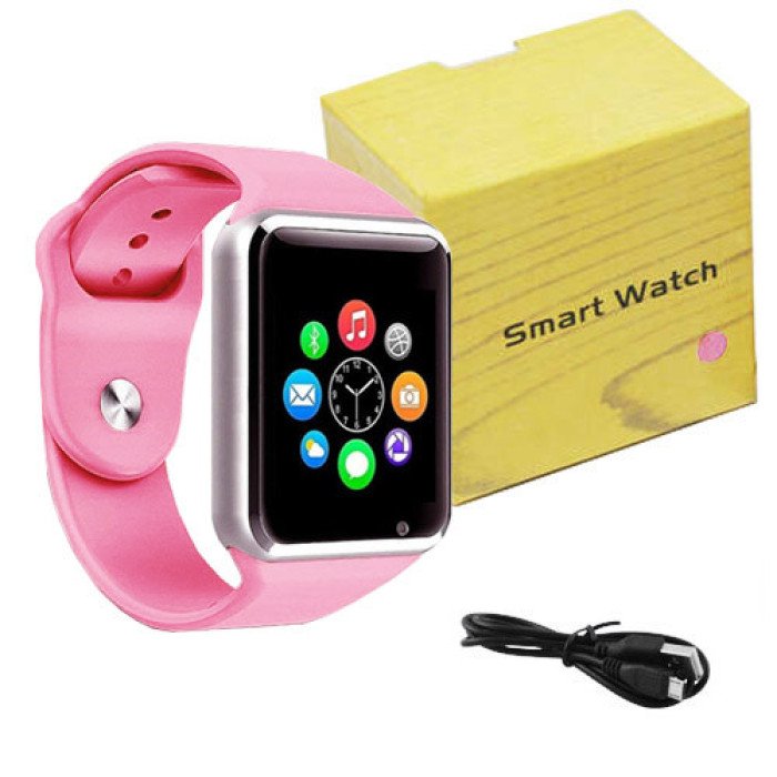 Смарт-годинник Smart Watch A1 розумний електронний зі слотом під sim-карту + карту пам'яті micro-sd. Колір: рожевий