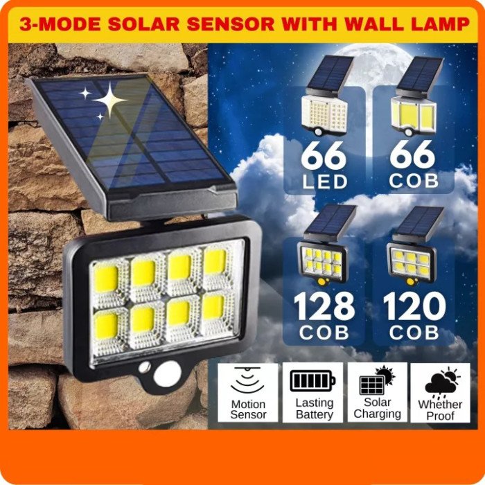 Сонячний світлодіодний настінний світильник з датчиком руху - YT-140