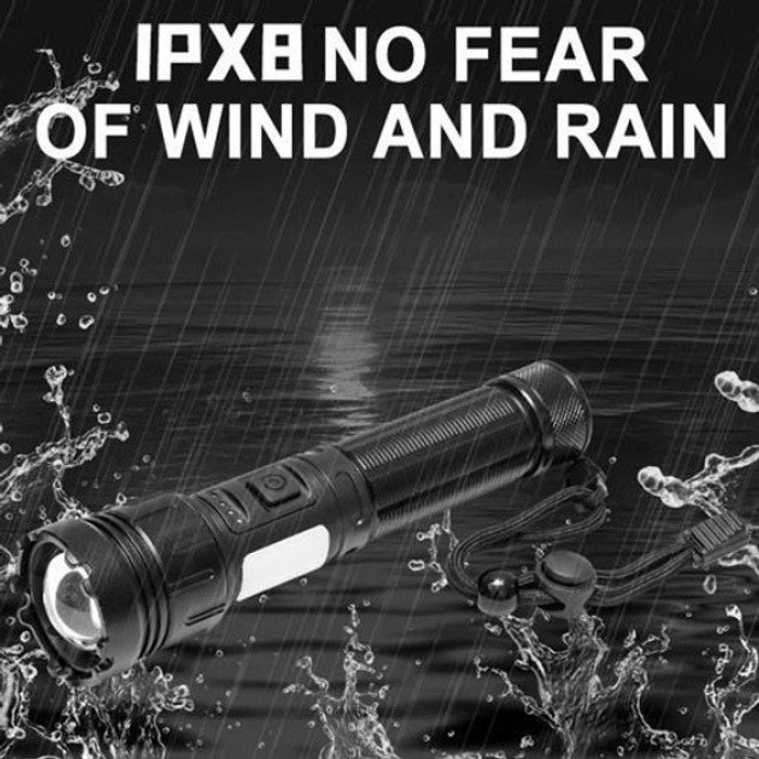 Ліхтар ручний WH01-L2-COB power bank, Ліхтарик світлодіодний ручний акумуляторний портативний