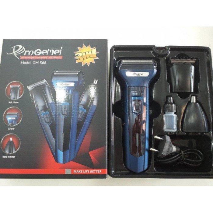 Тример для стрижки волосся носа вух брів Gemei GM-566 3в1 машинка для видалення волосся на обличчі