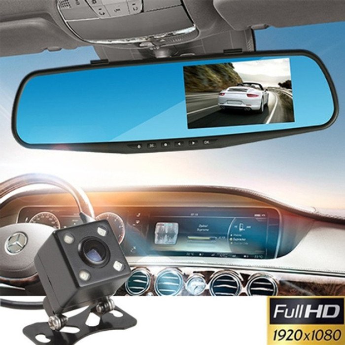 Дзеркало відеореєстратор L-9002 з 2-ма камерами, LCD 4.3'', 1080P Full HD