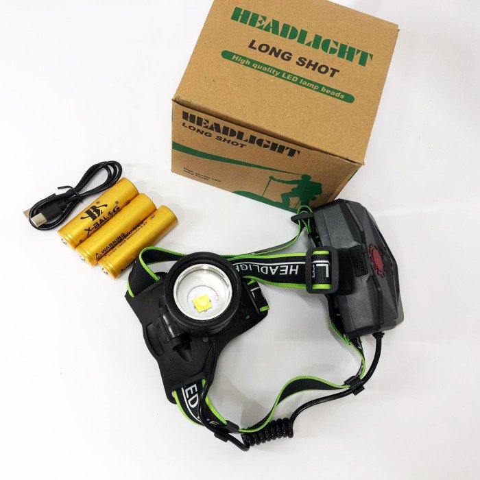 Налобний ліхтарик Bailong BL-A12-3-P90, 3+1 режим, алюміній, водостійкий, ударостійкий, акумулятор 3*18650