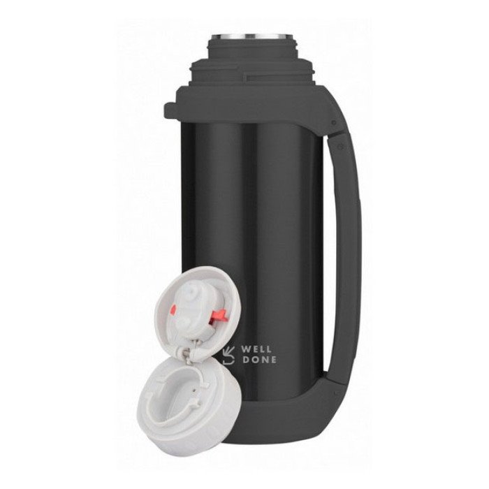 Термос вакуумний 1л Well Done WD-7031B, Термос для кави, Термос похідний. Колір: чорний