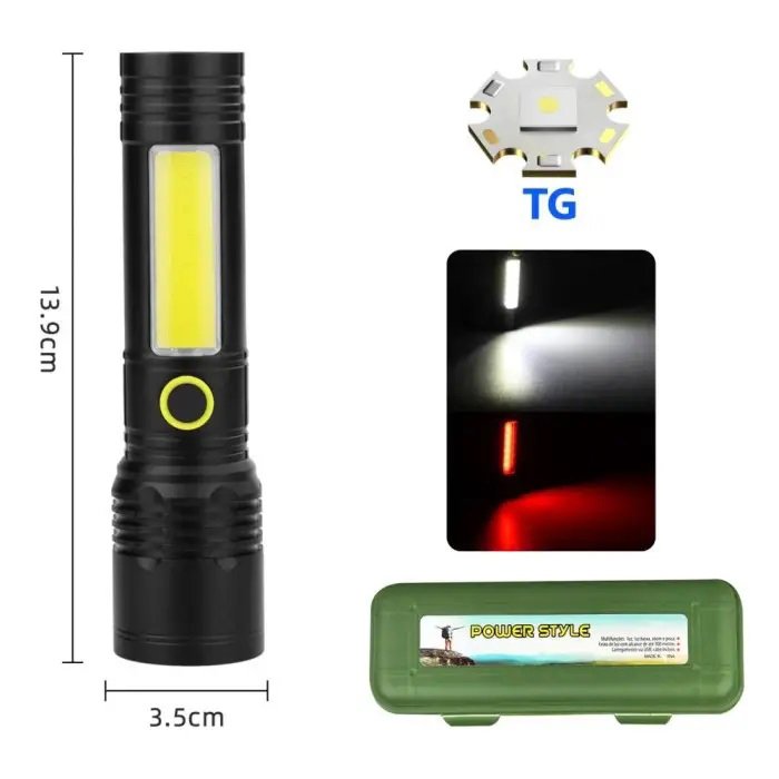 Ліхтарик BN-537-TG+COB (White+red), Тактичний ліхтар ручний, Топ-ліхтарик, Ліхтарик поліс