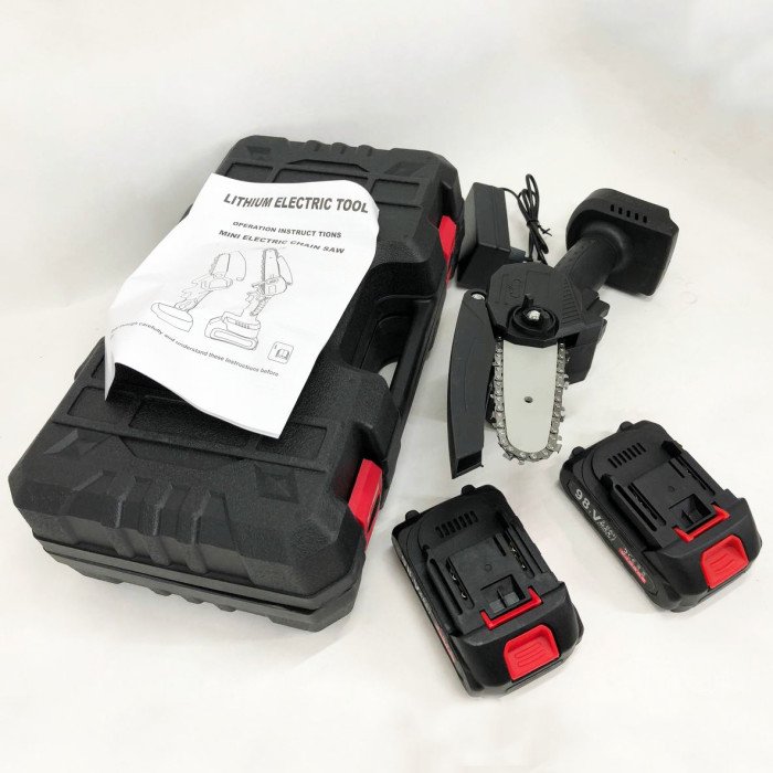 Міні-пила 10см з акумуляторною батареєю, Електропила ланцюгова побутова, Акумуляторна ланцюгова пилка для дачі
