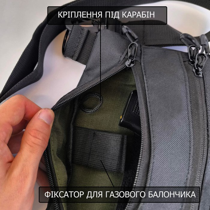 Чорна чоловіча сумка нагрудна тактична, Тактичний універсальний рюкзак, Чоловіча сумка рюкзак слінг