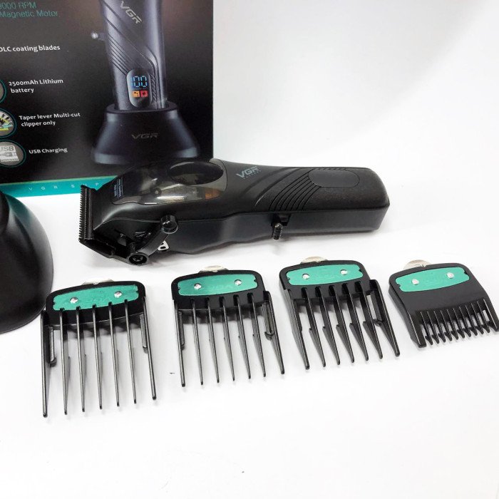 Машинка для стрижки волосся VGR V-269 (професійна) з дисплеєм та 4 насадками, окантувальна машинка