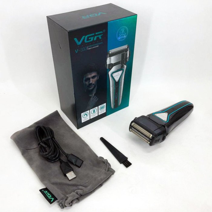 Електробритва портативна VGR V-333 шейвер для гоління бороди та вусів з акумулятором. Колір: чорний