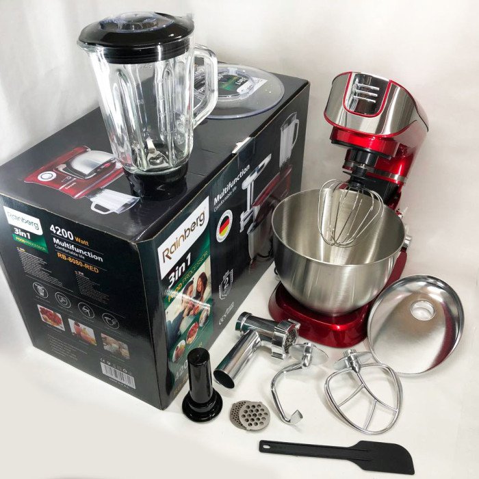 Багатофункціональний кухонний комбайн Rainberg RB-8080 Тістоміс, М'ясорубка, Блендер, Потужний блендер