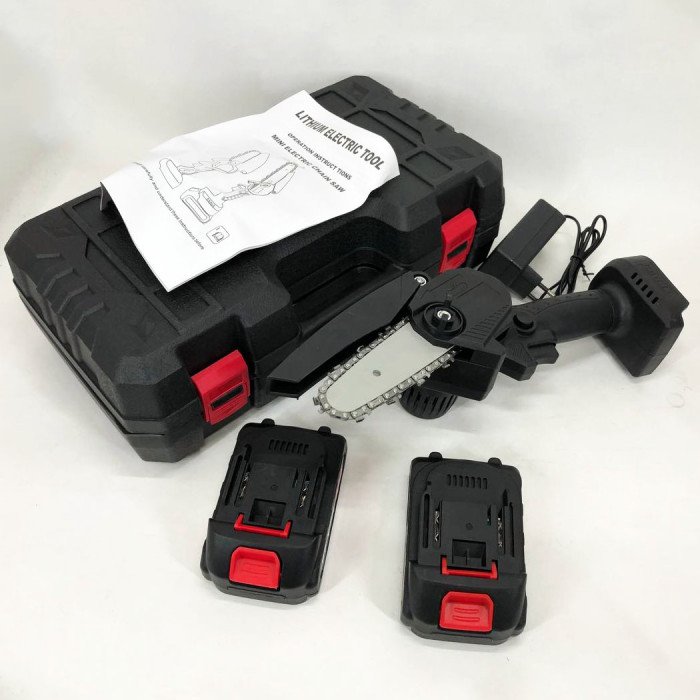 Міні-пила 10см з акумуляторною батареєю, Електропила ланцюгова побутова, Акумуляторна ланцюгова пилка для дачі