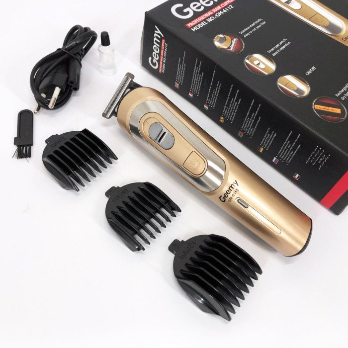 Бездротова машинка для стрижки волосся GEMEI GM-6112 акумуляторна. Колір: золотий