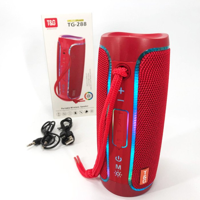 Портативна Bluetooth колонка з LED підсвічуванням TG288, гучна колонка для вечірки. Колір: червоний