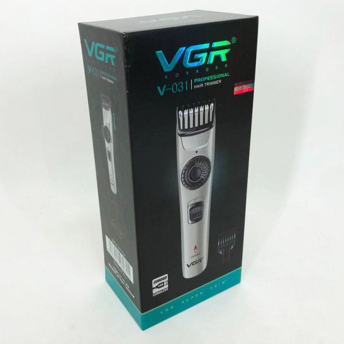Машинка для стрижки волосся бездротова VGR V-031, тример для бороди вусів 2 насадки, окантувальна машинка