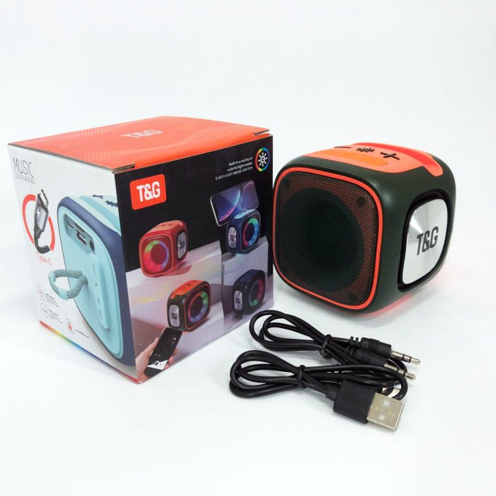 Портативна Bluetooth колонка TG359 7W з підсвічуванням RGB, акумуляторна колонка для музики. Колір: зелений