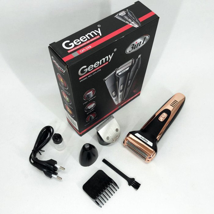 Тример універсальний GEMEI GM-598, професійна електробритва, бритва для бороди. Колір: золотий