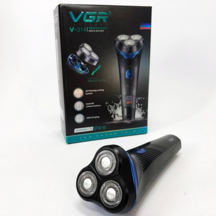 Електробритва VGR V-314 для чоловіків, роторна для вологого та сухого гоління, машинка чоловіча для гоління.