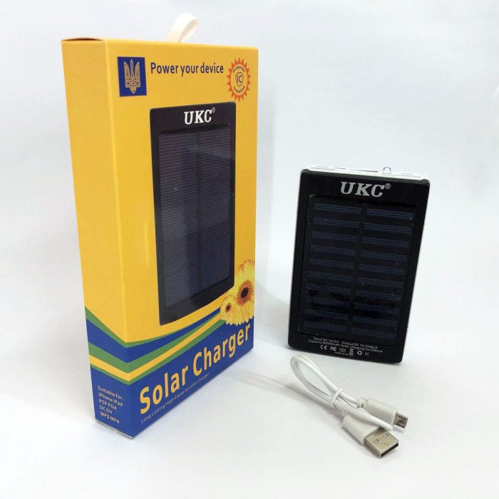 УМБ Power Bank Solar 20000 mAh мобільне зарядне з сонячною панеллю та лампою, повербанк для планшета