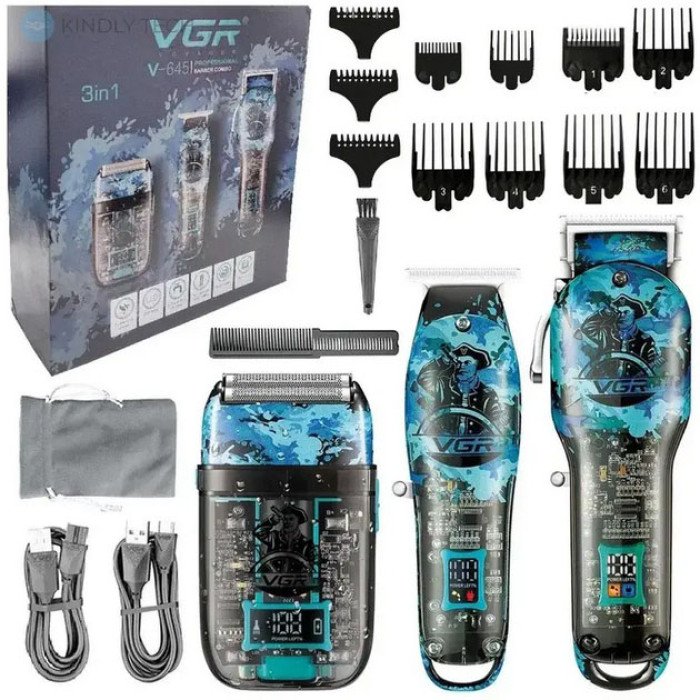 Професійний Набір 3в1 Professional Set VGR V-645 тример, машинка для стрижки волосся та електробритва
