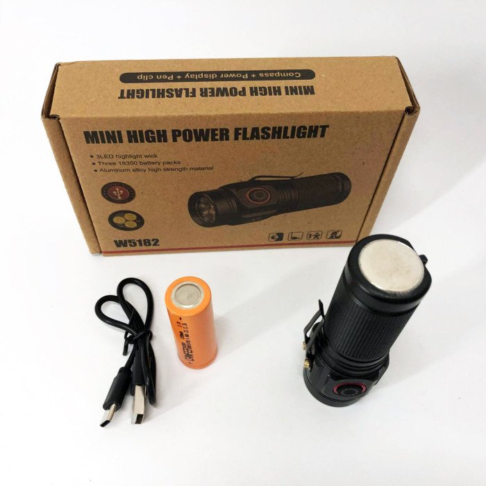 Ліхтар PLD W5182-3XHP360, Ручний ліхтарик led, Водонепроникний ліхтар, Кишеньковий ліхтар із usb зарядкою