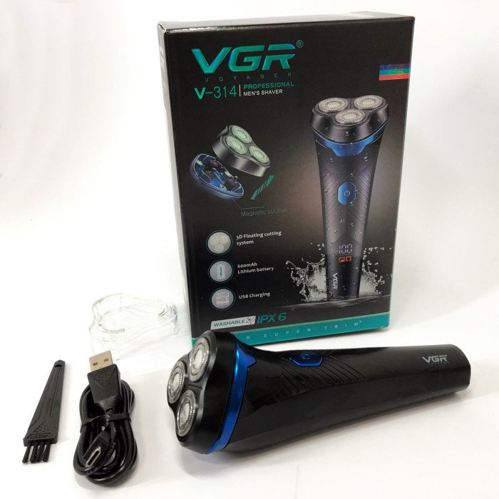 Електробритва VGR V-314 для чоловіків, роторна для вологого та сухого гоління, машинка чоловіча для гоління.