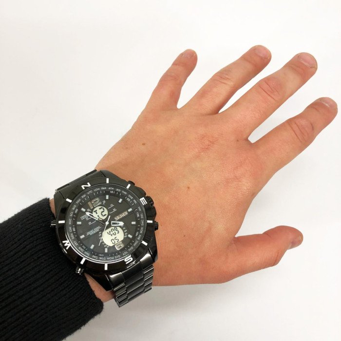 Годинник наручний чоловічий SKMEI 1670BKWT BLACK-WHITE, Армійський годинник протиударний. Колір: чорний