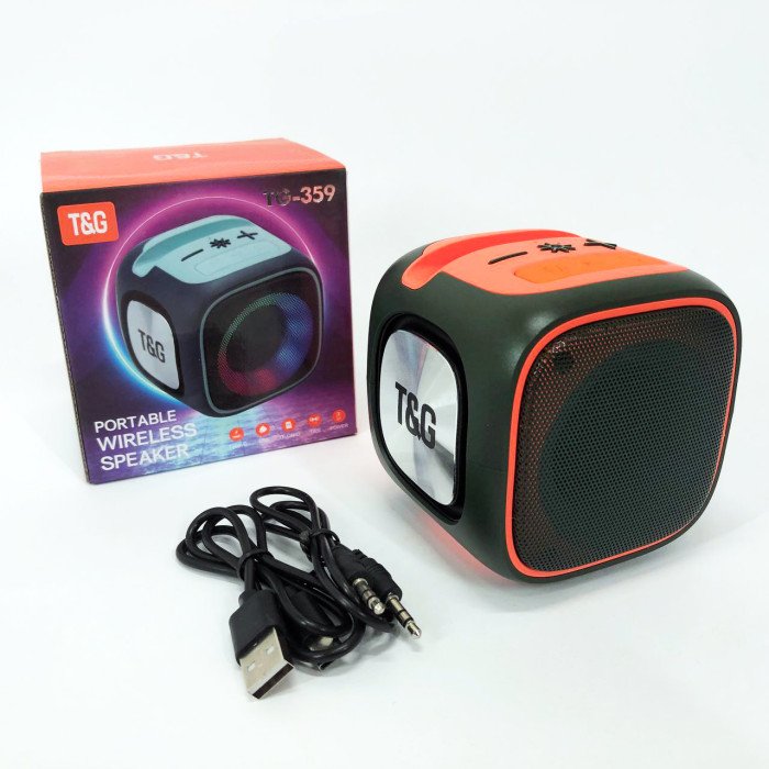 Портативна Bluetooth колонка TG359 7W з підсвічуванням RGB, акумуляторна колонка для музики. Колір: зелений
