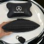 Набір Мерседес 2шт, натуральна шкіра, подушки на підголівник для авто з логотипом Mercedes-Benz