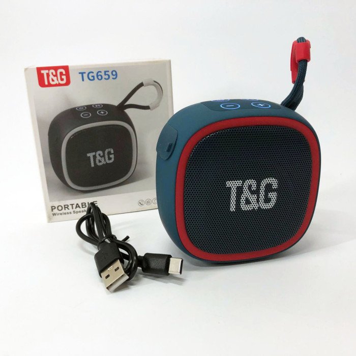 Портативна Bluetooth-колонка TG659 з ремінцем, Bluetooth колонка з підсвічуванням. Колір: синій
