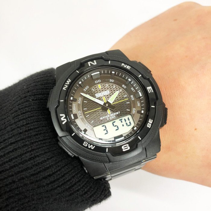 Годинник наручний чоловічий SKMEI 1370BKWT, годинник для військовослужбовців, фірмовий спортивний годинник