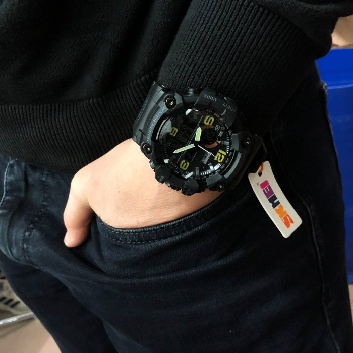 Годинник наручний чоловічий SKMEI 1520BK BLACK, армійський годинник протиударний. Колір: чорний