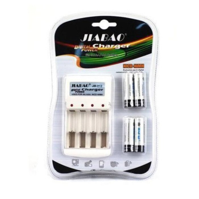Зарядний пристрій для акумуляторів АА та ААА, Jiabao JB-212 + 4 акумулятори ААА