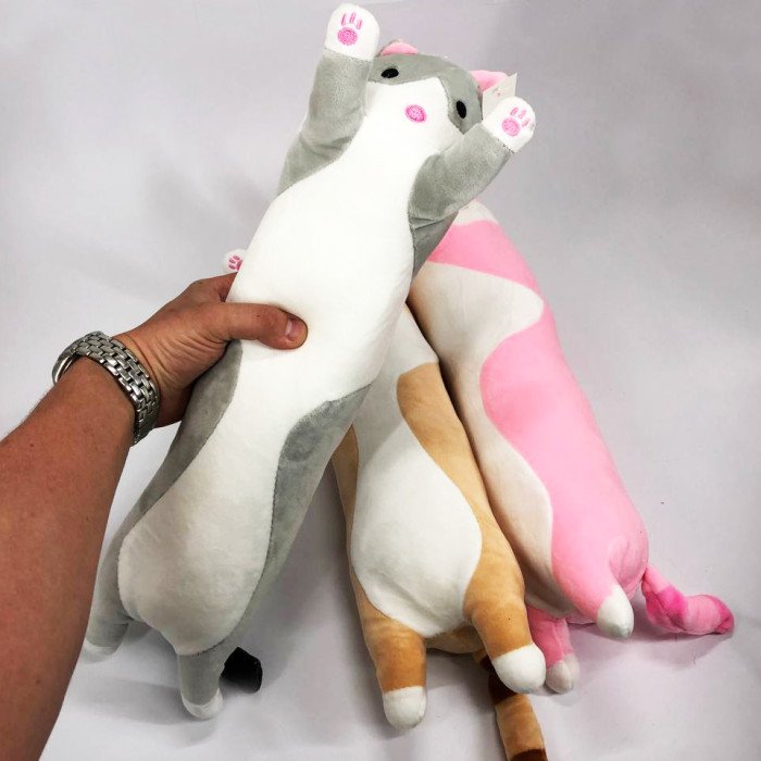 М'яка плюшева іграшка Довгий Кіт Батон котейка-подушка 50 см. Колір: рожевий