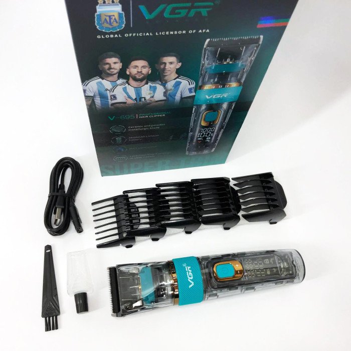 Машинка для стрижки волосся і бороди VGR V-695 з LED дисплеєм IPX7 вологозахист