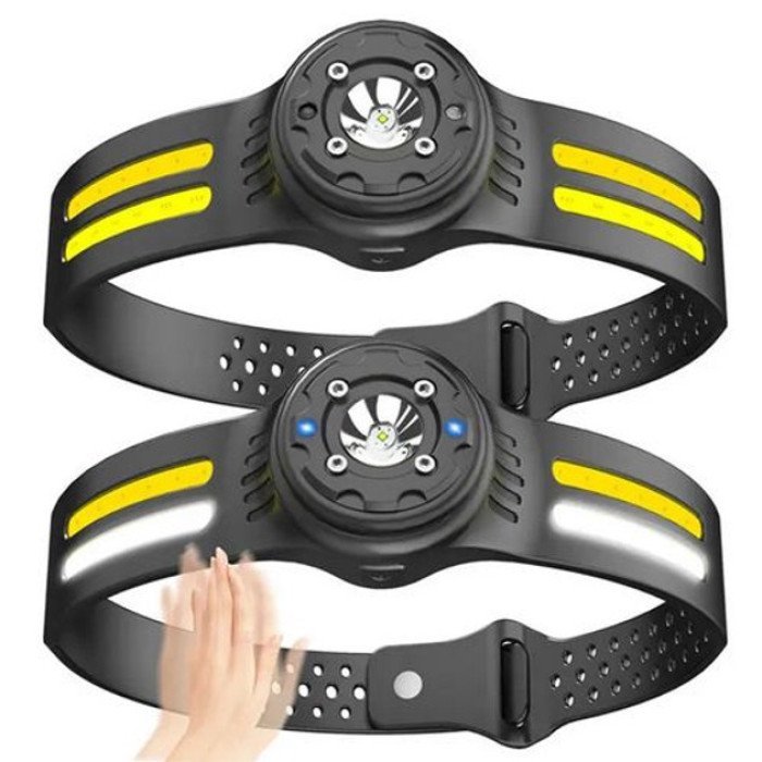 Ліхтар налобний T134-XPE-4COB (white+yellow+red) Motion Sensor, налобний ліхтарик із usb зарядкою