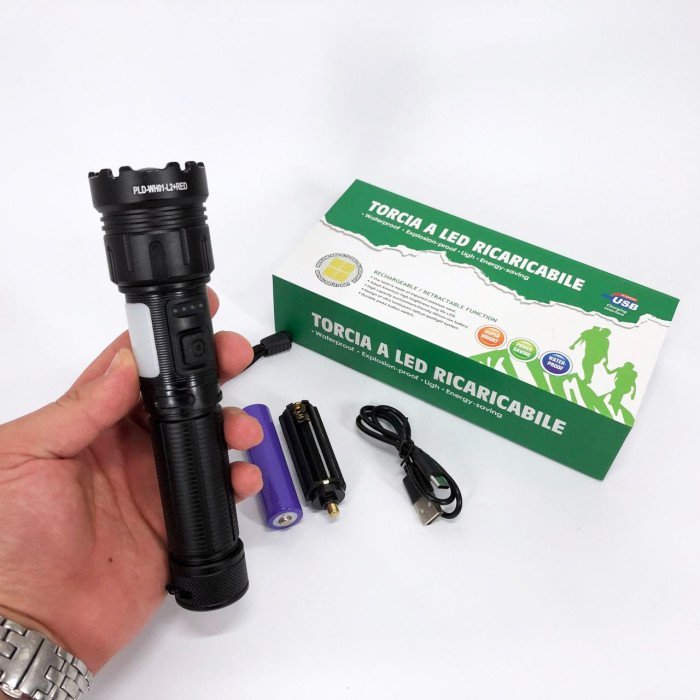 Ліхтар ручний WH01-L2-COB power bank, Ліхтарик світлодіодний ручний акумуляторний портативний