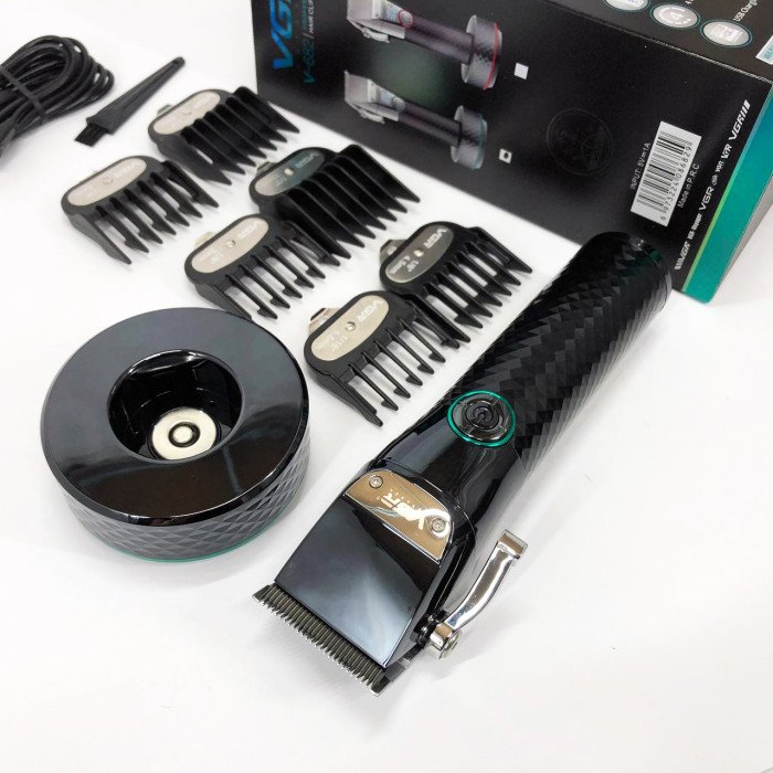 Професійна бездротова машинка для стрижки VGR V-682 тример для волосся, бороди та вусів на підставці