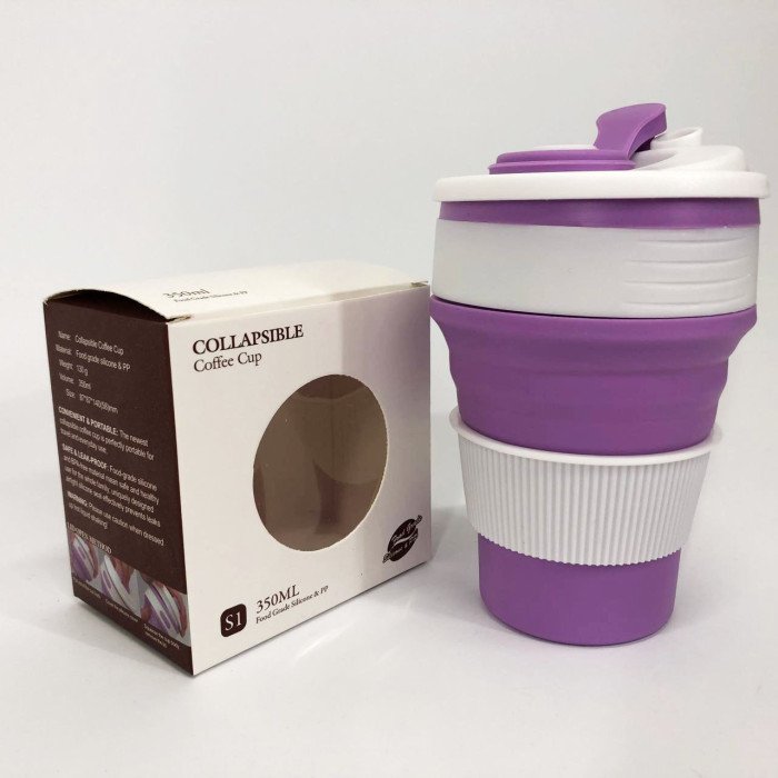 Кружка туристична (складна/силіконова), похідна чашка силіконова складана. Колір: фіолетовий