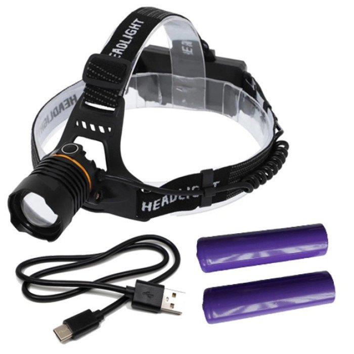 Ліхтар налобний PLD-8059-P50-UV, потужний акумуляторний ліхтарик налобний, налобний ліхтар яскравий