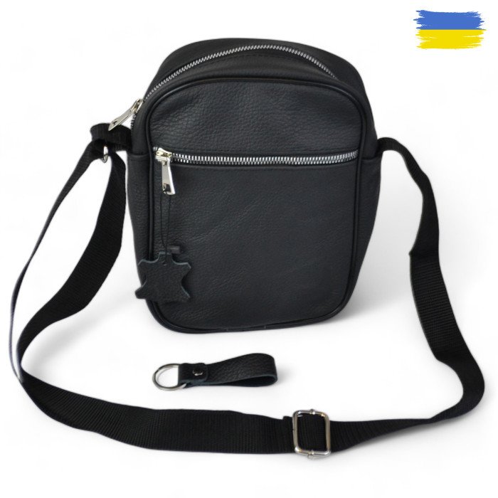 Сумка з натуральної шкіри чоловіча, месенджер шкіряний чорний, якість, чоловіча сумка через плече